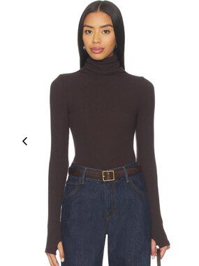 Enza Costa Turtleneck, Chocolate Size Small